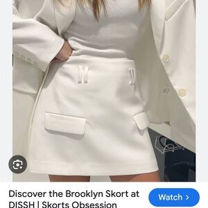 DISSH White Mini Skort with Pocket Flaps